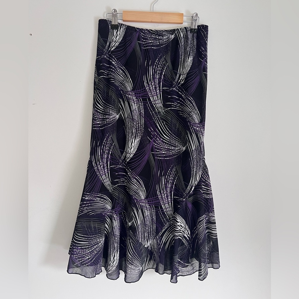 Y2K vintage Black and Purple Women's midi Skirt small
